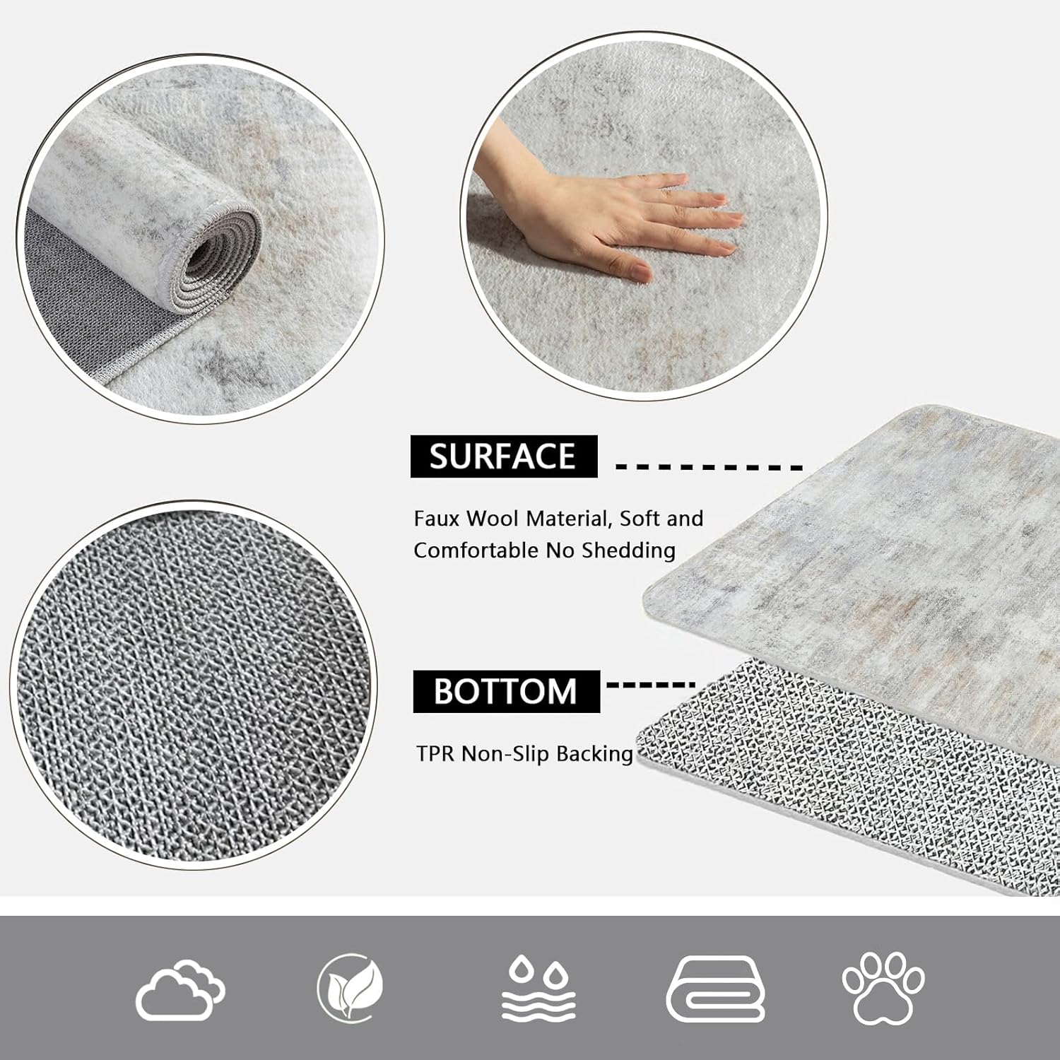 Modern Geometric Green Round Rug  – Stylish Small Carpet with Gold Accent for Living Room & Bedroom